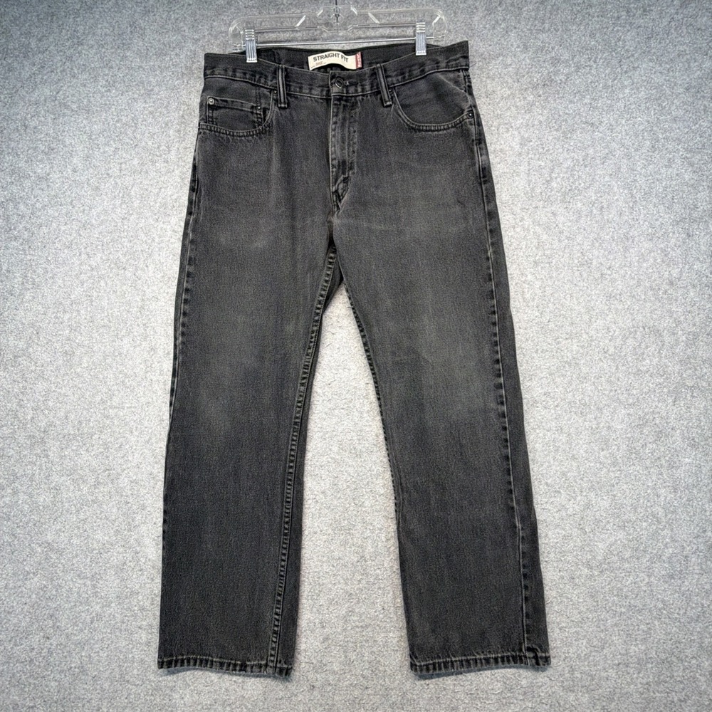 Vintage Levis Jeans Mens 34x30 Black 505 Regular Straight Washed Denim Pants Y2K